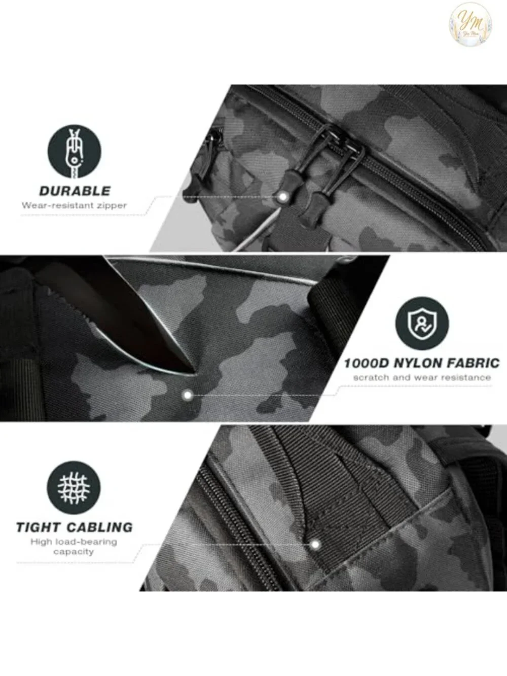 Waterproof Fishing Tackle Backpack with Rod Holder, MOLLE Webbing, Adjustable